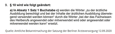 Auch im September 2020 wurde die Satzung des Berliner Versorgungswerkes erneut angepasst.