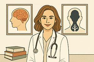 Facharztausbildung Psychiatrie und Psychotherapie: Assistenzärztin bei der Dokumentation in moderner Klinik, symbolisch für den Berufsalltag in der Psychiatrie.