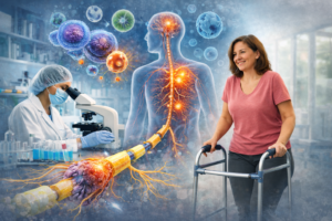 Die Multiple Sklerose ist eine Autoimmunerkrankung, die Zellen der Nervenscheidenwand angreift und diese dauerhaft schädigt.